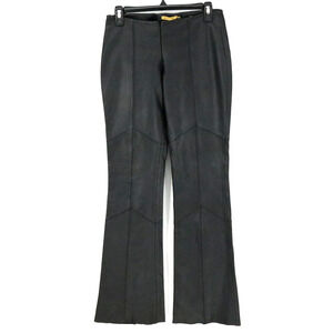 Rem Garson Leather Pants Womens 2 Black Flare Split Leg Lined Zip Hems Vintage